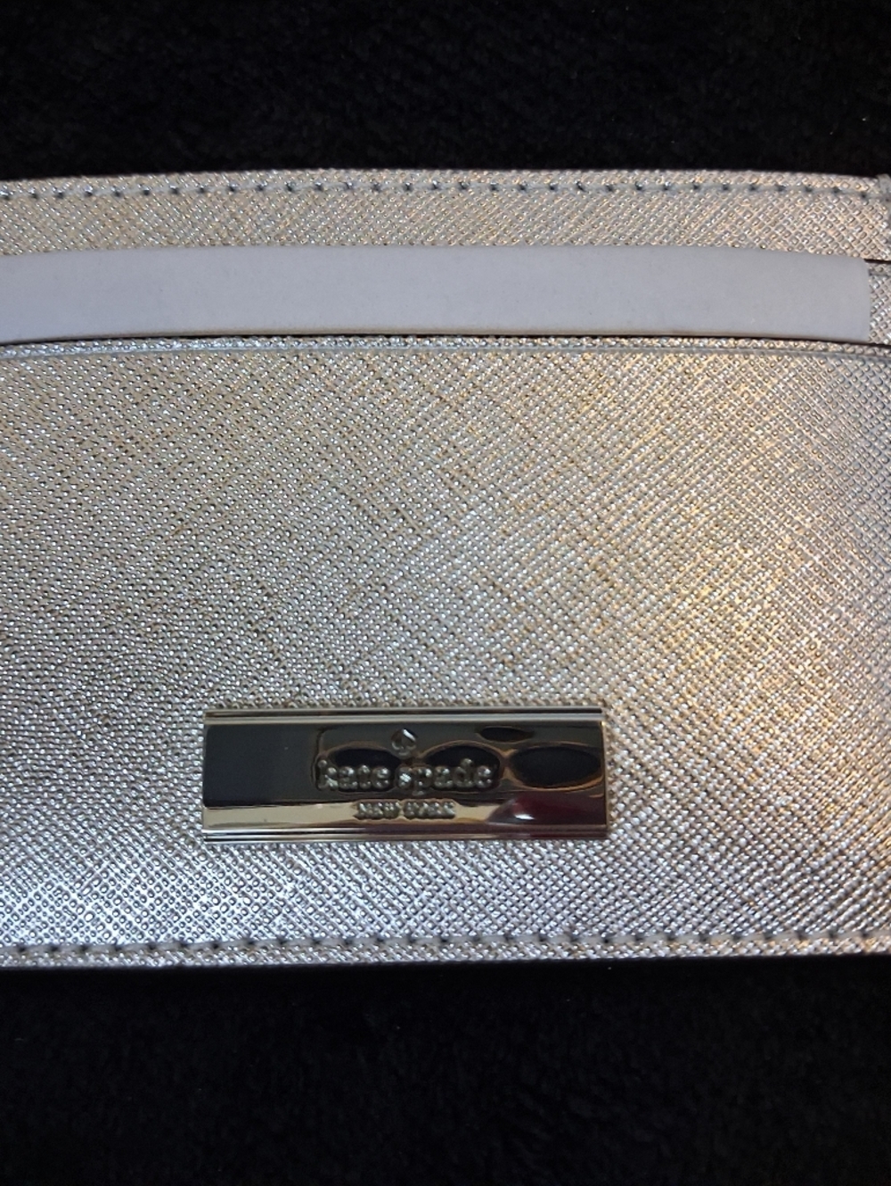 NEW Kate Spade Kenzie Silver Metallic Card Holder